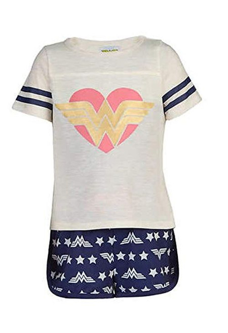 Wonder Woman Girl's Super Hero Star Polyester Pajama Shorts Set | Little Dreamers Pajamas