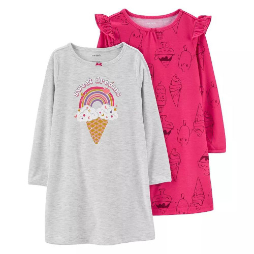 Carter's Toddler Girl's Ice Cream Cones Sweet Dreams Nightgown Set | Little Dreamers Pajamas