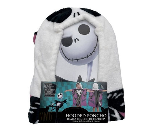 Nightmare Before Christmas Jack Skellington Hooded Minky Fleece Poncho Throw