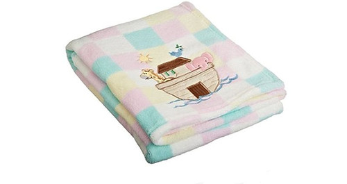My Baby Noah's Ark Design Plush Fleece Blanket Infant Girl's, 30" X 40" | Little Dreamers Pajamas
