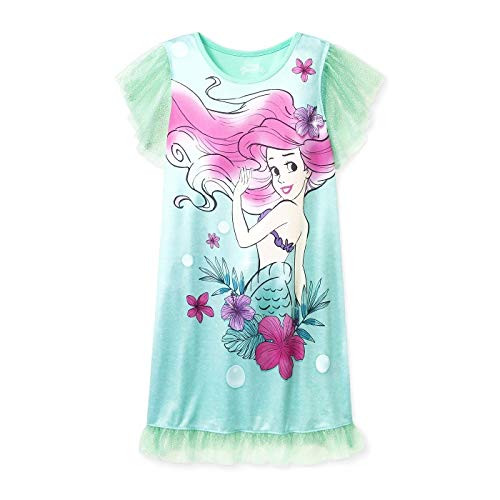Ariel Little Mermaid Satin and Tulle Aqua Green Nightgown, Gown | Little Dreamers Pajamas