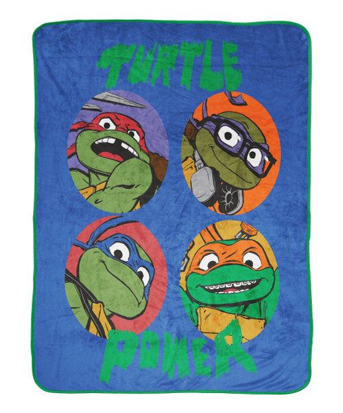 Teenage Mutant Ninja Turtles Plush Fleece 'Turtle Power' Blanket Throw 46" X 60" | Little Dreamers Pajamas