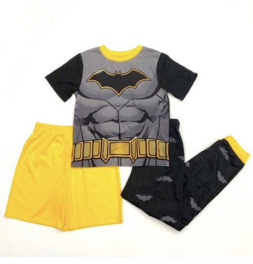 Batman Superhero Boy's 3-Piece Costume Style Pajama Set, Size XS 4/5