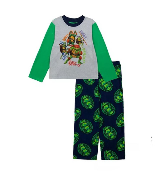 Rise Of Teenage Mutant Ninja Turtles Raph, Mikey, Leo, Donnie Boy's Fleece Pajama Set | Little Dreamers Pajamas