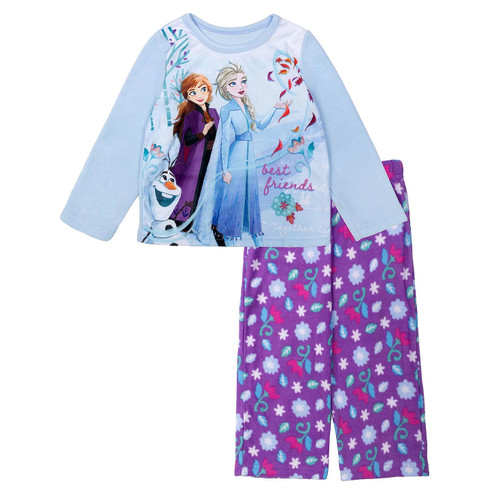 Disney Frozen Girl's Anna, Elsa and Olaf Best Friends Fleece Pajama Set | Little Dreamers Pajamas
