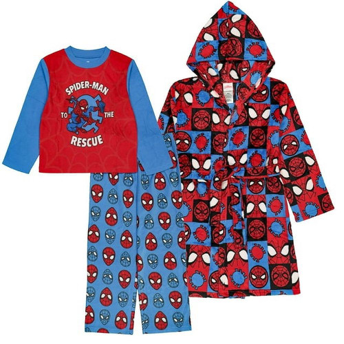 Spider-Man To The Rescue Boy's Hooded Bathrobe and Pajama Set, Size 8