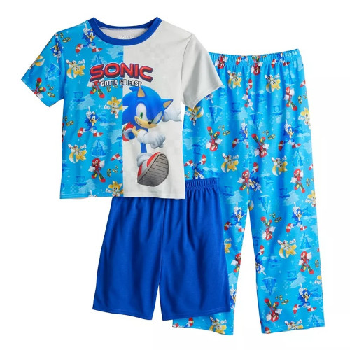 Sonic The Hedgehog 'Gotta Go Fast' 3-PiecePants, Shorts Pajama Set | Little Dreamers Pajamas