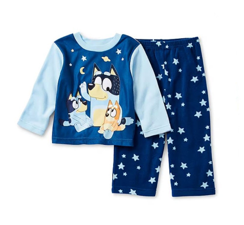 Bluey, Bingo and Bandit Bedtime Stories Toddler Boys Fleece Pajama Set | Little Dreamers Pajamas