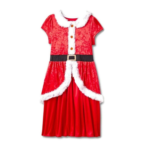 Big Girl's Crushed Holiday Red Velour Santa Christmas Nightgown, Gown | Little Dreamers Pajamas