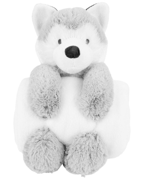 Carter's Husky Puppy Dog Soft Plush Stuffed Animal Toy and Blanket Set
