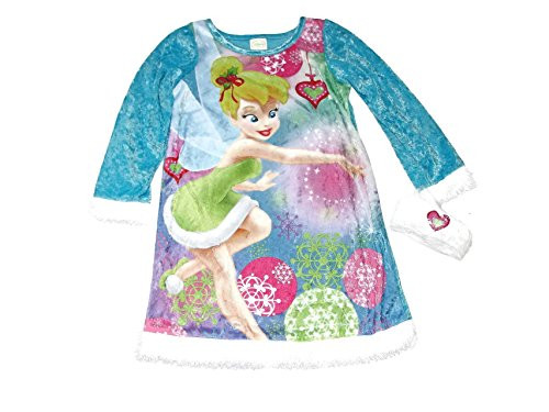 Disney Tinkerbell Holiday Crushed Velour, Shag Fur Nightgown Headband Set, Size 4 | Little Dreamers Pajamas