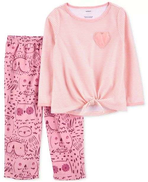 Carter's Toddler Girl's Owl and Stripes Poly Jersey Fleece Pajama Set | Little Dreamers Pajamas