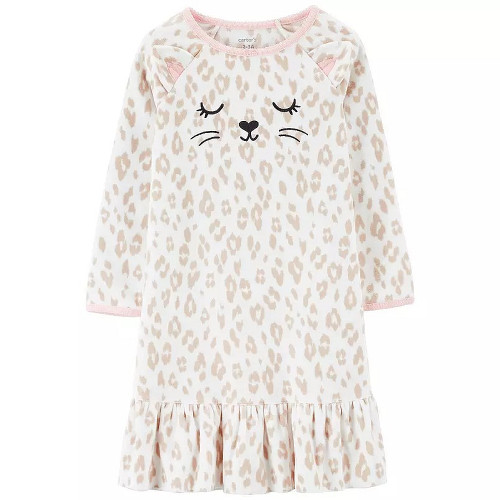 Carter's Toddler Girl's Leopard Cat Print Fleece Nightgown, Gown