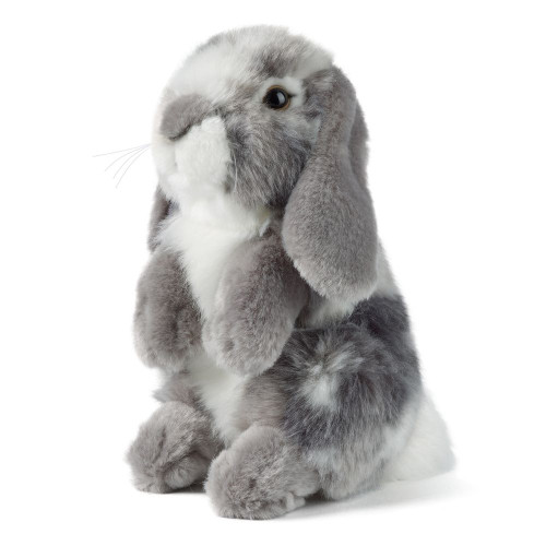 Living Nature Gray and White Sitting Lop Eared Rabbit Stuffed Animal, 8" Plush