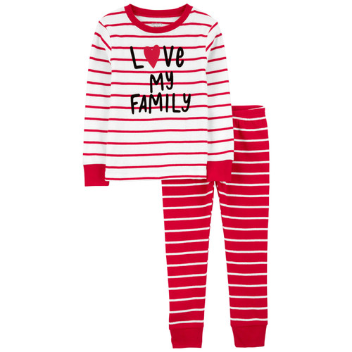 Carter's Big Boy's and Girl's Love My Family Valentine's Day Cotton Pajama Set