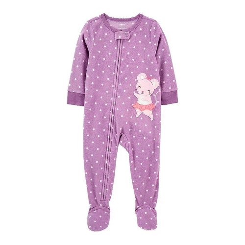 Carter's Toddler Girl's Purple Polka Dot Ballerina Mouse Fleece Pajama Sleeper | Little Dreamers Pajamas