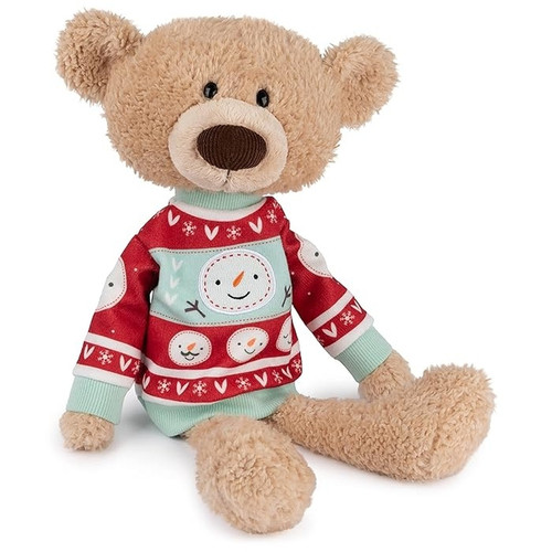 Gund Sleigh Toothpick Bear with Holiday Winter Snowman Sweater, 15"