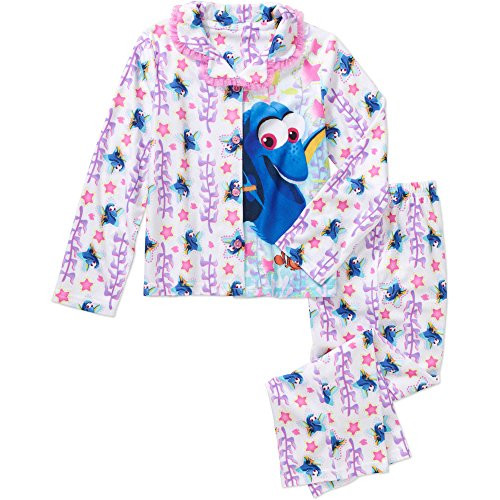 Disney Dory Girls 2 Piece Button Down Flannel Pajama Set (X-Small 4/5)