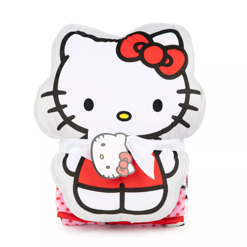 Hello Kitty Soft Velboa Character Large PIllow and Fleece Blanket Set 40" X 50" | Little Dreamers Pajamas