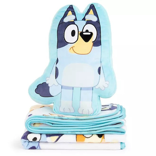 Bluey, Bingo Soft Velboa Character Large PIllow and Fleece Blanket Set 40" X 50" | Little Dreamers Pajamas