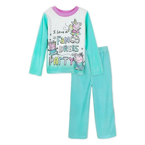 Peppa Pig Toddler Girl's I Love a Fancy Dress Party Fleece Pajama Set | Little Dreamers Pajamas