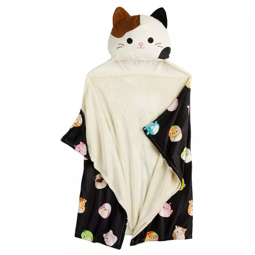 Squishmallows Cam the Calico Cat Children's Hooded Blanket Throw , 30" X 50"