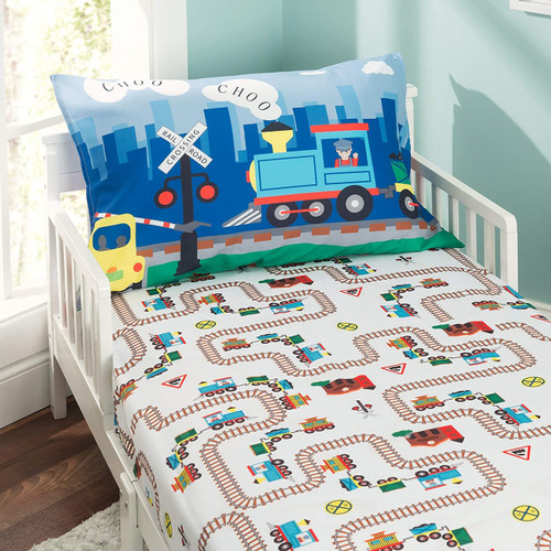 Train Conductor and Friends Toddler Boy's Fitted Sheet and Pillowcase Set