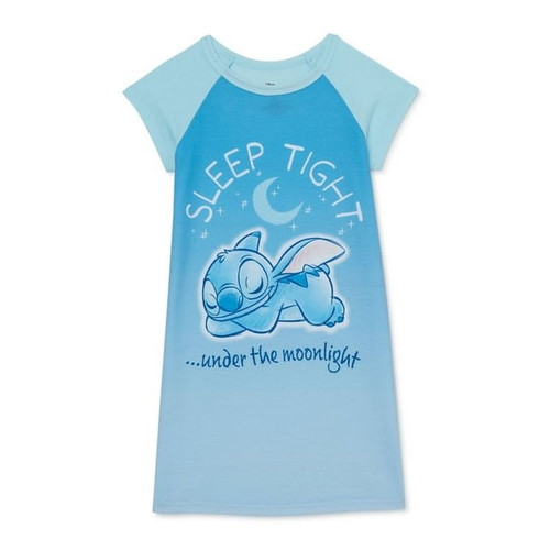 Disney Girl's Stitch 'Sleep Tight Under The Moonlight' Blue Nightgown, Gown