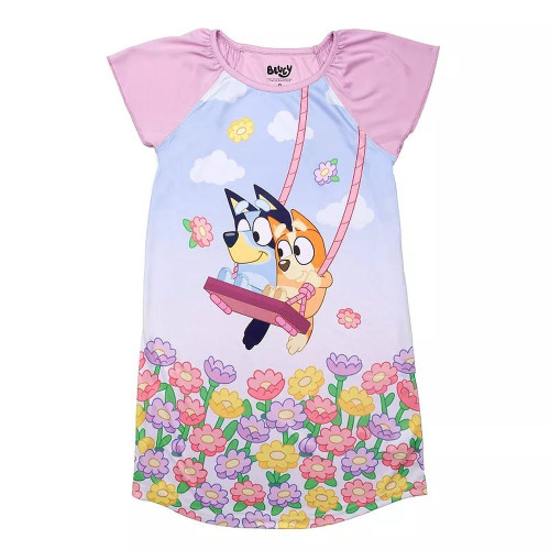 Bluey and Bingo Springtime Floral Swing Girl's Nightgown, Gown