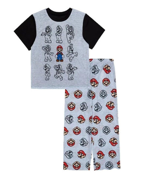 Super Mario Poses Boy's Character Short-Sleeved Pajama Set | Little Dreamers Pajamas