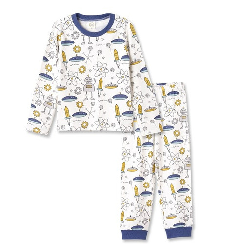 Tesa Babe Toddler Boys' Space Galaxy Quest Print Bamboo Pajama Set