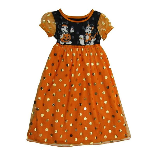 Minnie and Mickey Toddler Girl's Halloween Fancy Nightgown with Hair Scrunchie