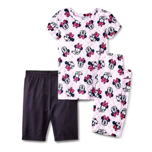 Disney Minnie Mouse Girl's Checkered Print 3-Piece Pajama Set, Size 4 | Little Dreamers Pajamas
