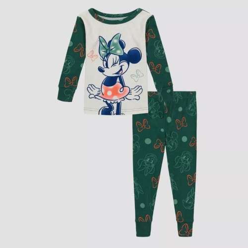 Disney Minnie Mouse and Bows Toddler Girl's 4-Piece Cotton Pajama Set | Little Dreamers Pajamas