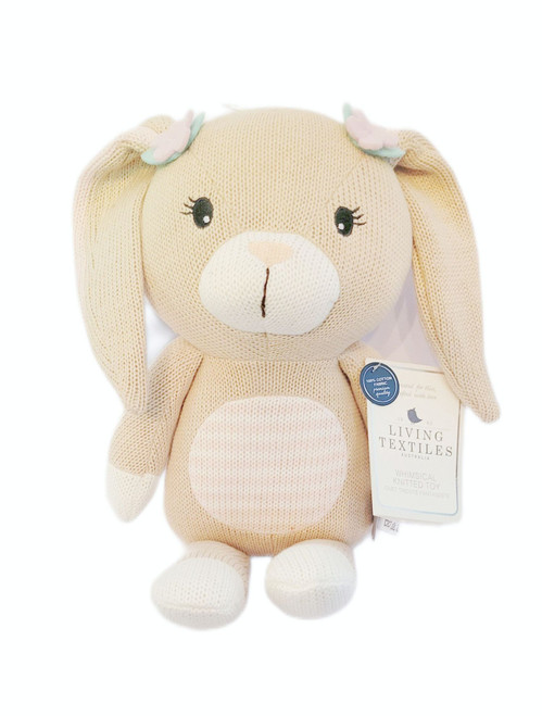 Living Textiles Knit Baby Plush Toy Rattle Belle Bunny Version 2, 15" | Little Dreamers Pajamas