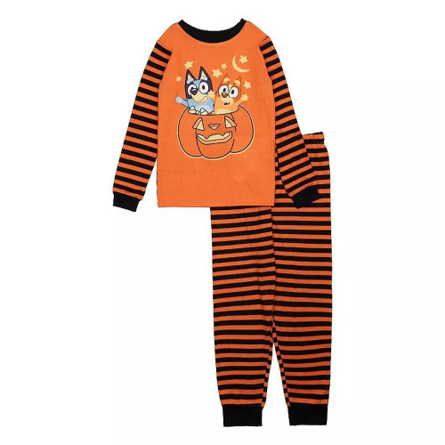 Bluey and Bingo Pups Toddler Boy's Girl's Halloween Pumpkin Pajama Set | Little Dreamers Pajamas