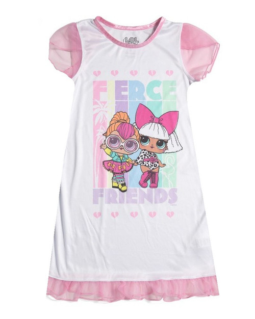 L.O.L. Surprise Girl's Fierce Friends Satinet and Tulle Nightgown, Gown | Little Dreamers Pajamas