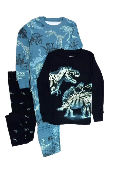 Carter's Boy's T-Rex Glow-In-The-Dark 4-Piece Dinosaur Pajama Set | Little Dreamers Pajamas