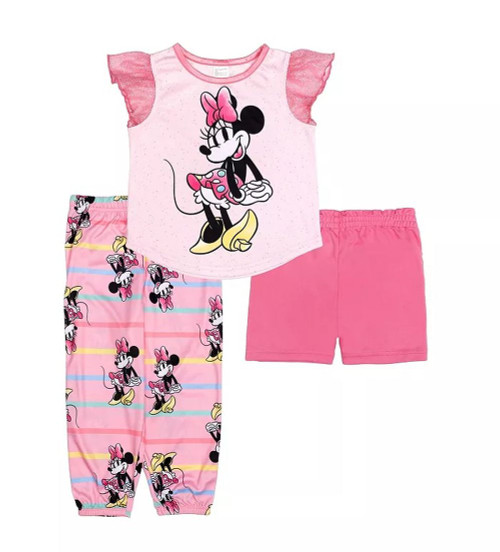 Disney Minnie Mouse Toddler Girl's Satinet, Tulle 3-Piece Pajama Set | Little Dreamers Pajamas