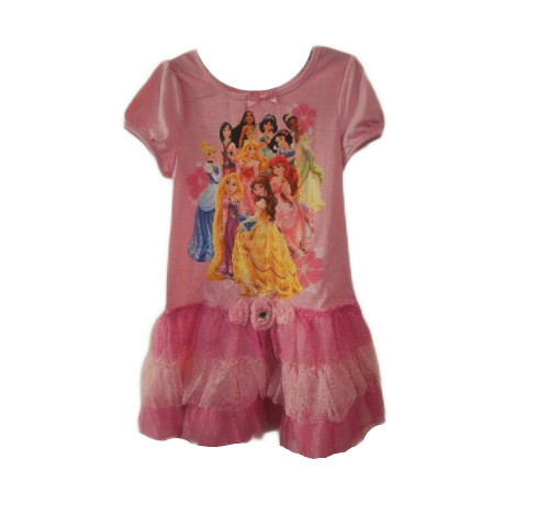 Disney Princess Multi-Characters Pink Tulle Tiered Tutu Nightgown, Gown | Little Dreamers Pajamas