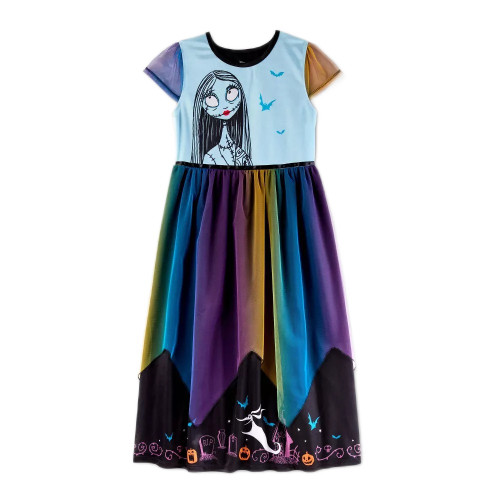 Nightmare Before Christmas Sally Girl's Halloween Satinet and Tulle Nightgown | Little Dreamers Pajamas