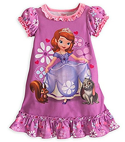Disney Girls' Sofia The First, Whatnaught and Clover Nightgown, Gown, Size 7/8 | Little Dreamers Pajamas