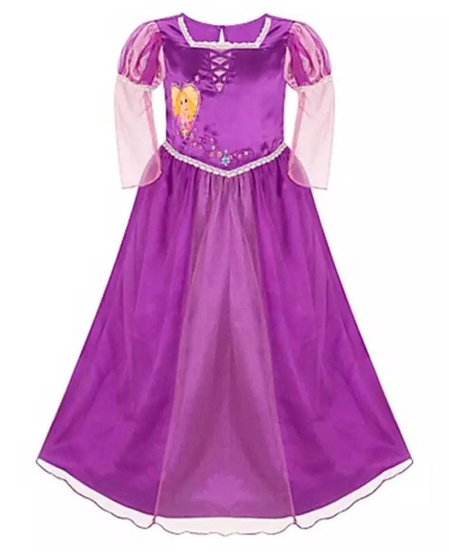 Disney Tangled Rapunzel Girl's Deluxe Dress-Up Nightgown, Satinet and Tulle Gown, Size 7/8 | Little Dreamers Pajamas