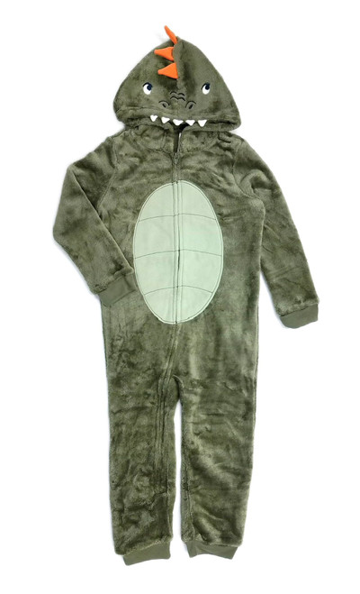 Carter's Kids Velboa Fleece Dinosaur Hooded Costume Dino Pajama Sleeper | Little Dreamers Pajamas