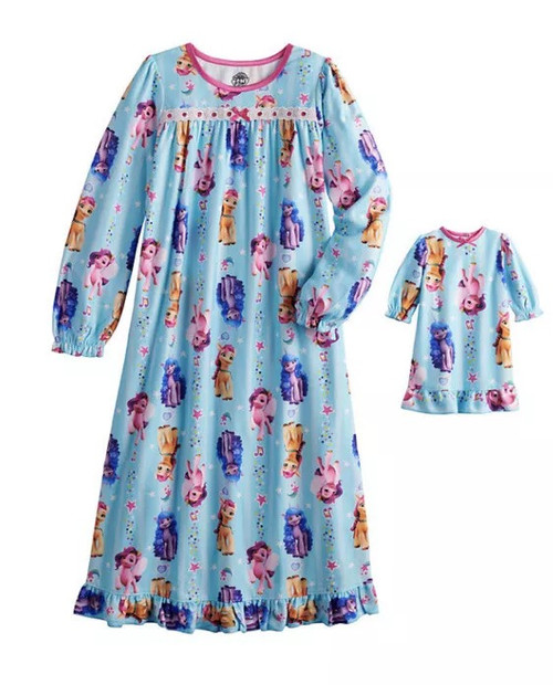 My Little Pony Blue Print Character Nightgown with Doll Gown, Size 4 | Little Dreamers Pajamas