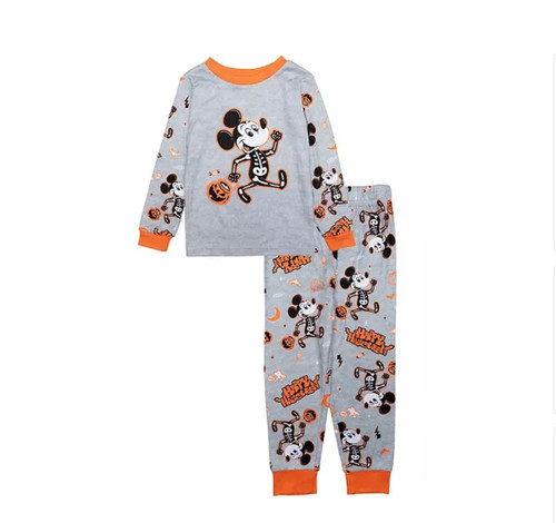 Mickey Mouse Trick Or Treat Skeleton Costume Boy's Halloween Pajama Set | Little Dreamers Pajamas