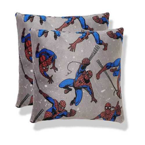 Marvel Spider-Man Superhero Gray Plush Print Pillow Set, 16" X 16" | Little Dreamers Pajamas