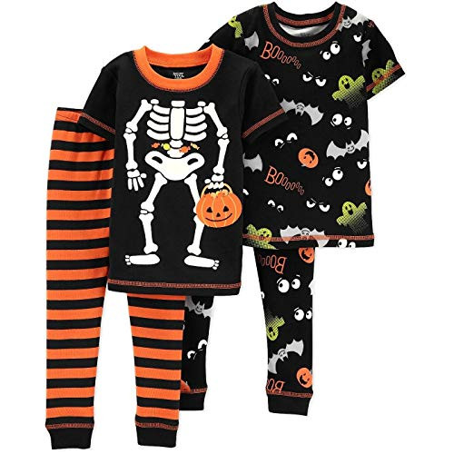 Toddler 4-Piece Skeleton Trick Treat Costume Style Halloween Pajama Set | Little Dreamers Pajamas
