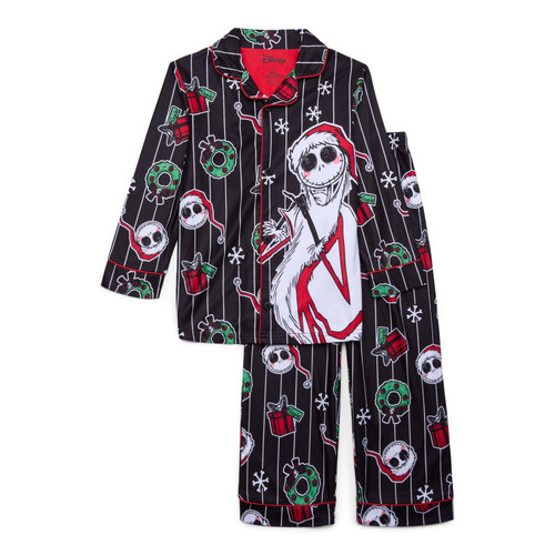 Nightmare Before Christmas Jack Skellington Santa Boy's Flannel Print Pajama Set | Little Dreamers Pajamas