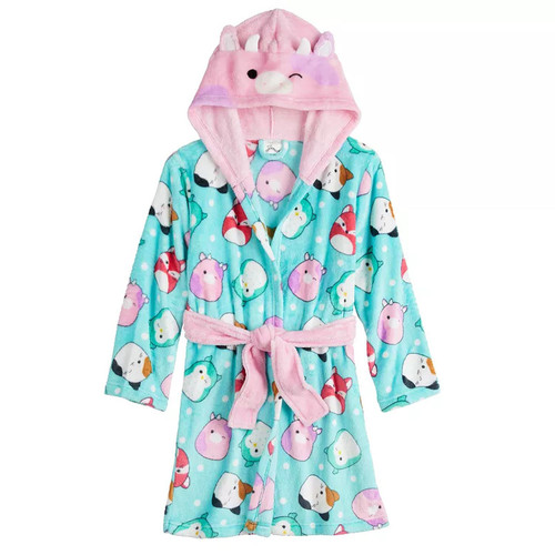 Squishmallows Patty the Cow and Characters Fleece Print Hooded Bathrobe, Robe | Little Dreamers Pajamas
